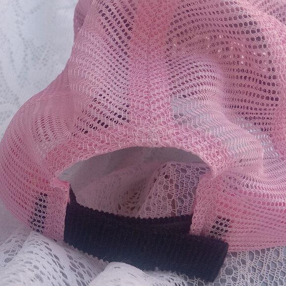 NWT Chicago Hat Women's Pink Black Corduroy Mesh Cut Out Cap - Picture 3 of 3